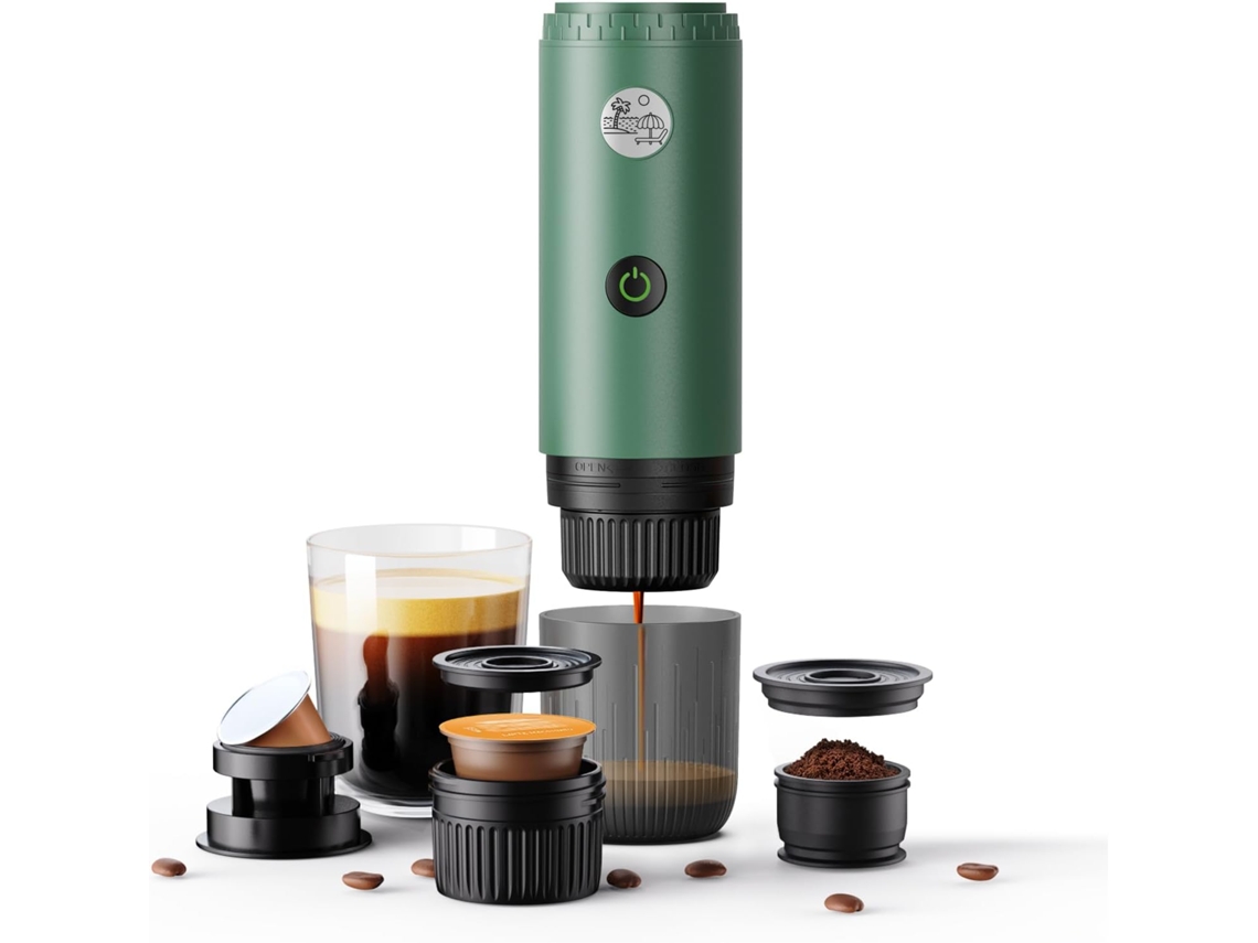 Cafetera Portátil, Calentamiento Automático, Compatible Con Cápsulas De Café Molido Y Ns, Dg, Con Soporte Para Cápsulas. Verde Czhhmart