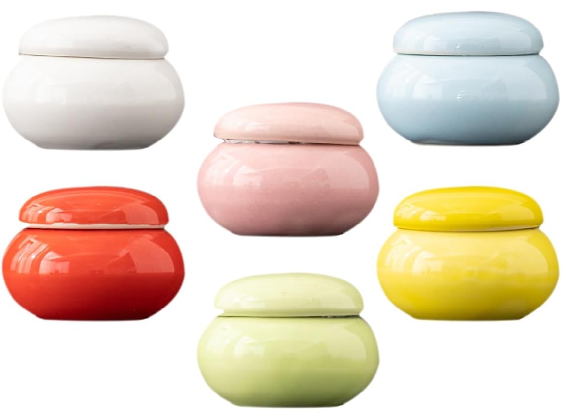 Lot De 6 Mini Pots En Céramique Solide Pour Crème Maquillaje Lèvres, Taille Compactoe, Contenant