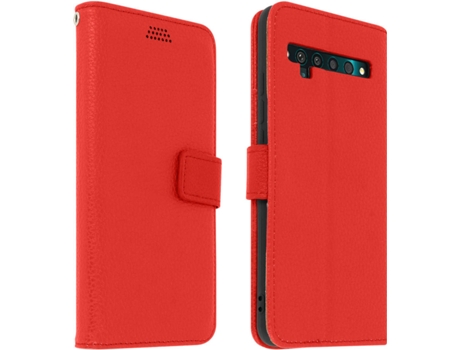 Funda TCL 10 Pro AVIZAR Cartera Soporte Rojo