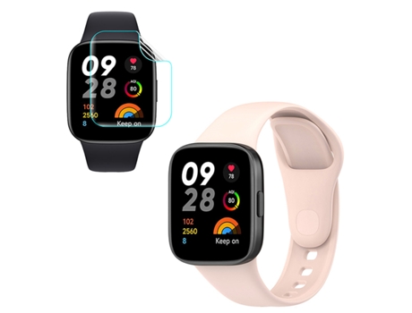 Kit Correa Silicona Hidrogel Film para Xiaomi Redmi Watch 3 Lite Rosa