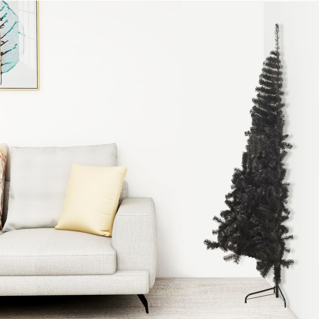 Medio Árbol De Navidad Artificial Con Soporte 120 VIDAXL (Negro - 120 Cm)