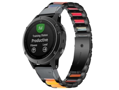 Correa de acero inoxidable con resina de turmalina para Garmin Fenix 7 Standard Edition VEANXIN