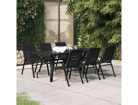 Conjunto 7 de comedor para jardín VIDAXL negro