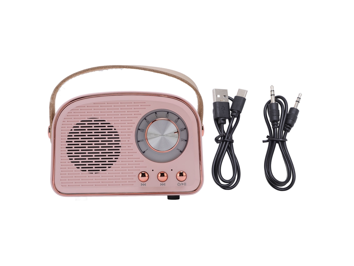 Altavoz Bluetooth Inalámbrico Portátil Pequeño De Estilo Retro Para Decoración Del Hogar Y Exteriores Dw21 Rosa