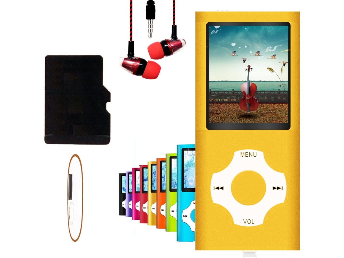 Reproductor MP3 Bluetooth versátil con grabadora de audio de 18 pulgadas y 64 GB de memoria (dorado)