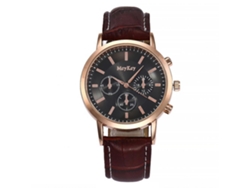 Reloj Hombre De Negocios Y Casual Con Caja Oro Correa Marrón Dial Negro De Aleación Cuarzo