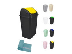 Cubo de basura con tapa giratoria de 30/50 litros ideal para el hogar y la oficina amarillo negro 50 l bolsas de jardín 202