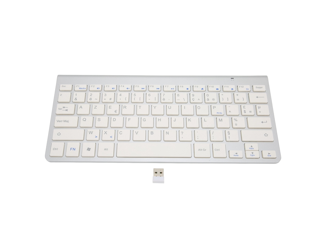 Teclado Sem Fio Bilingue Francês Inglês 2.4g Plug And Play Portátil Para Desktop Laptop Tablet