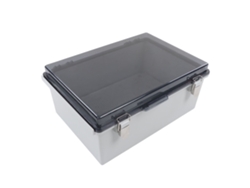 Caja de conexiones eléctricas impermeable con cubierta transparente para uso en exteriores, color gris
