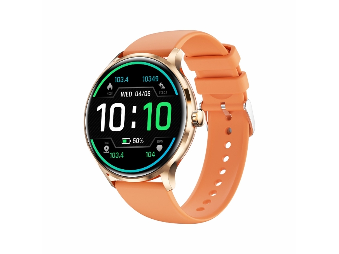 Reloj deportivo de 1,39 pulgadas con Bluetooth 5.2, llamadas Bluetooth, monitorización del sueño y frecuencia cardíaca (naranja).