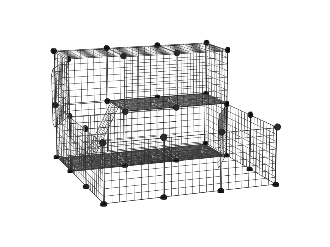 Gaiola Modular 24 Painéis Porquinhos Coelhos Chinchilas Preta 105x105x70