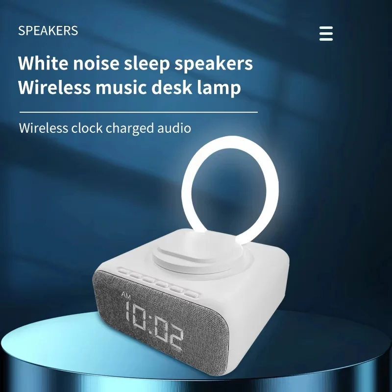 Reproductor de música inteligente Bluetooth inalámbrico (blanco) con carga inalámbrica