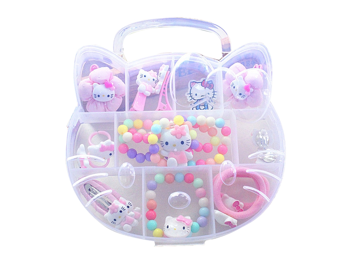 Conjunto De 15 Accesorios Para El Cabello Para Niñas - Lindo Gatito - Collar, Pulsera, Pinzas Para El Cabello Ligeras Para Niñas