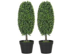 2 Árboles Artificiales Uv Maceta Cemento Verde