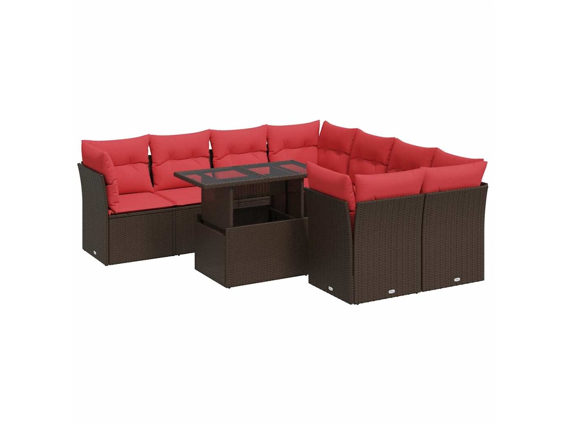 Conjunto de 9 sofás de jardín con cojines de mimbre/acacia marrón MAISON EXCLUSIVE (9 piezas)