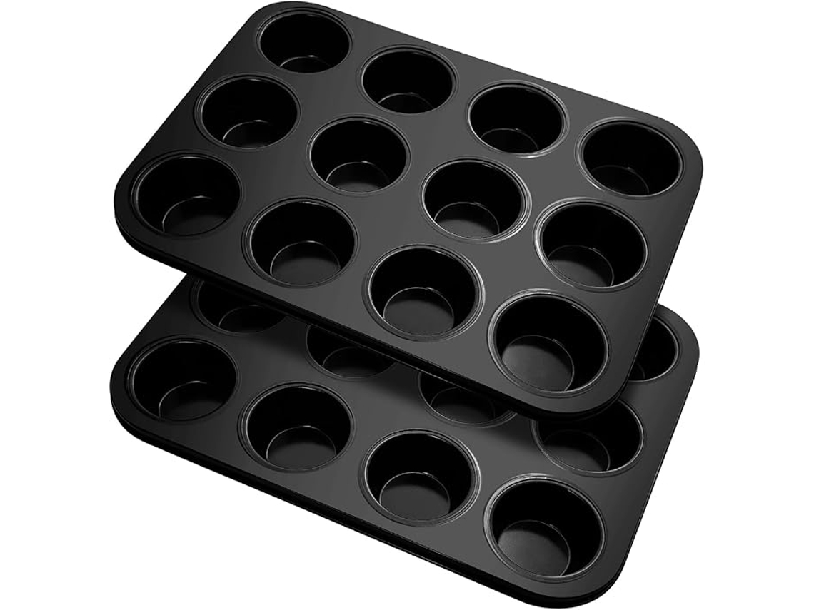 Conjunto De 2 Latas De Muffins De Acero De Carbono - Revestimiento No Adhesivo