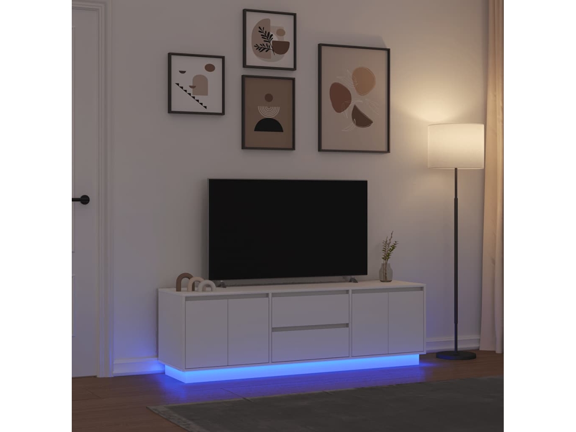 Mueble De Tv Con Luces Led Blanco 160,5x41x50 Cm