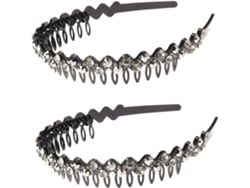 Tiara De Duas Peças Com Dentes, Acessório De Moda Elegante E Preto.
