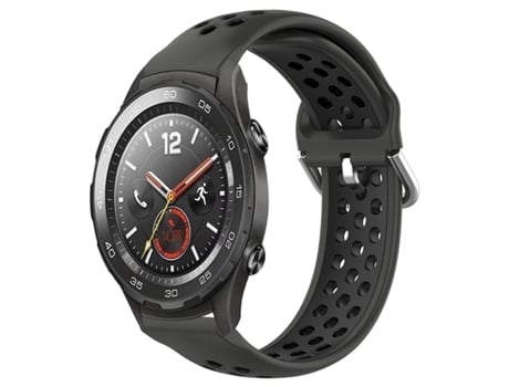 Correa de reloj inteligente para Huawei Watch 2 Correa de reloj deportivo transpirable perforada de silicona de 20 mm (negro)