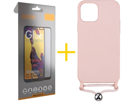 Kit Carcasa y Protector 1 X Cristal Full iPhone 11 Pro Max Skyhe Gel Rope Rosa