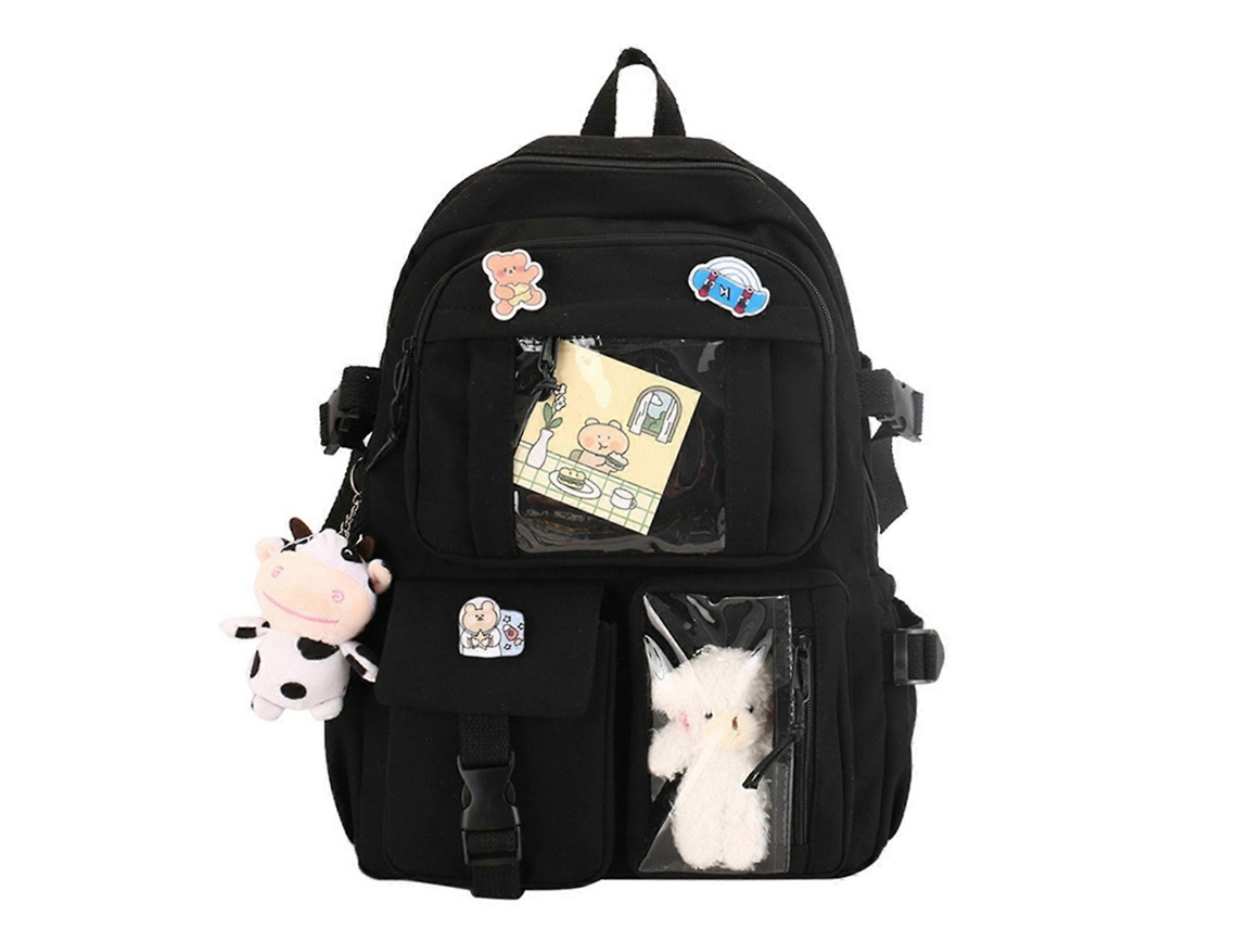 Mochila escolar moderna para niñas, mochila escolar elegante y práctica, mochila espaciosa para viajes, negra.