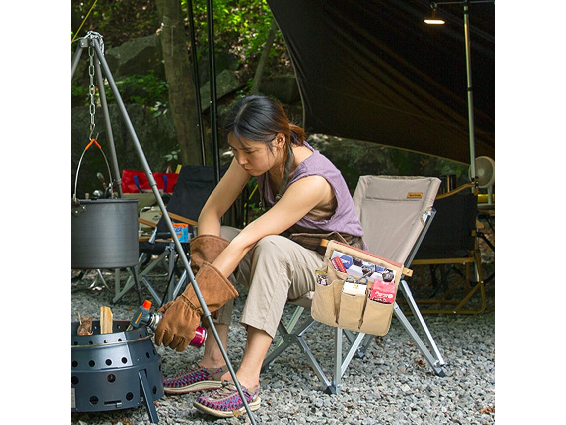 Bolsas Armazenamento Apoio Braço Cadeira Camping Portáteis Pendurar Lateral Praia Pesca Trilhas