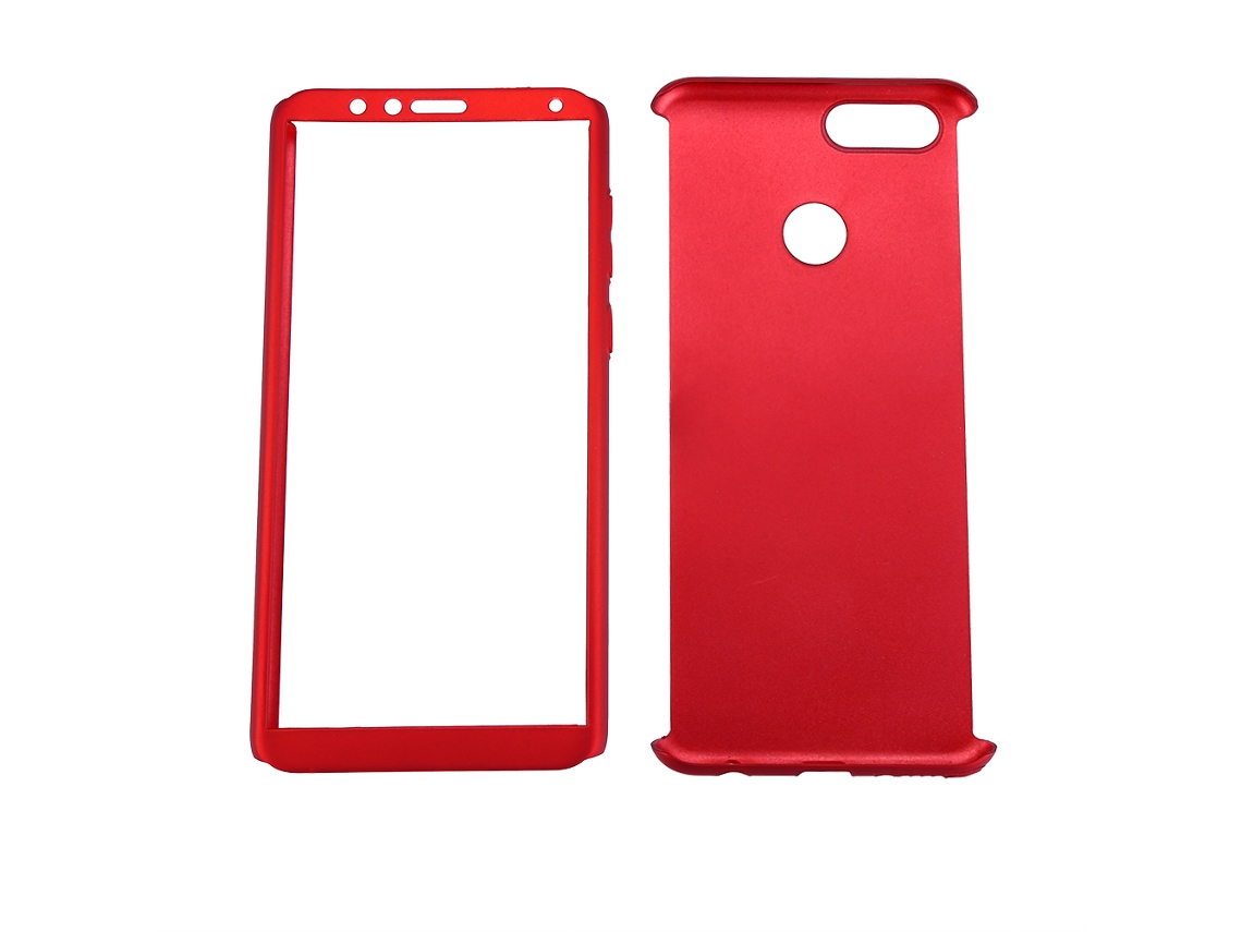 Caja De Teléfono (pintura Por Spray De 360 Grados, Protección Total) Para Huawei Changwan 7x Rojo Con Película De Pantalla De Vidrio Templado