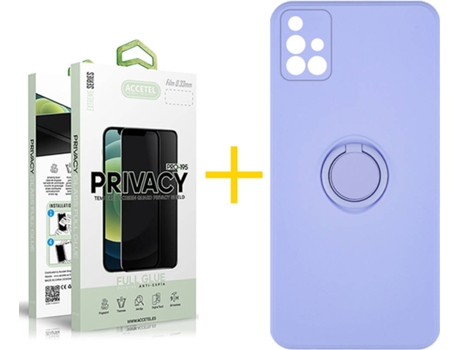 Carcasa + Protector de Pantalla para Samsung Galaxy A71 ACCETEL Morado Lila