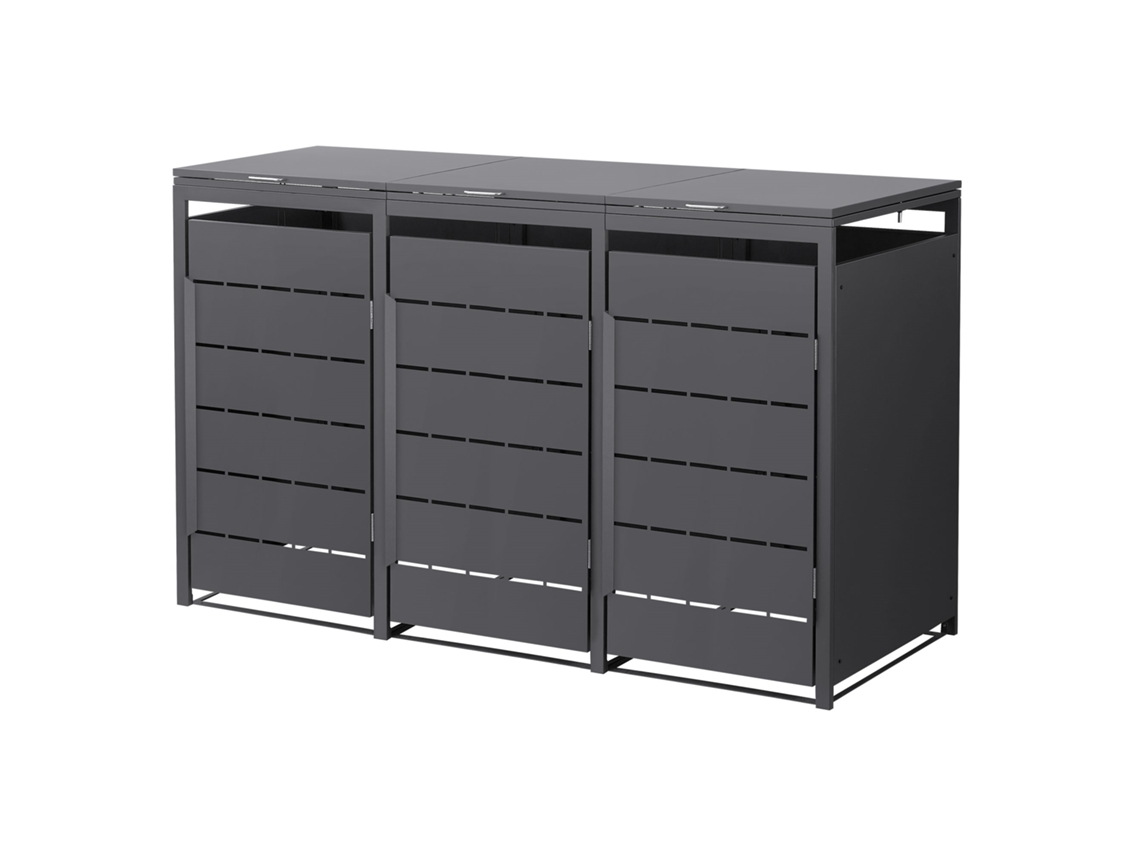 Cobertizo Ml-design De Acero Para Ocultar 3 Cubos De Basura De 240l Antracita 196x80x120cm