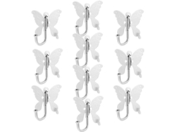 Elegantes Resistentes Ganchos Pared Acero Inoxidable Forma Mariposa Colgar Oficina Coche Juego 10
