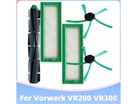 Paquete de Kit de reemplazo de filtro Hepa y cepillo giratorio de cepillo de rodillo principal para Vorwerk Vr200 Vr300 repuestos de aspiradora