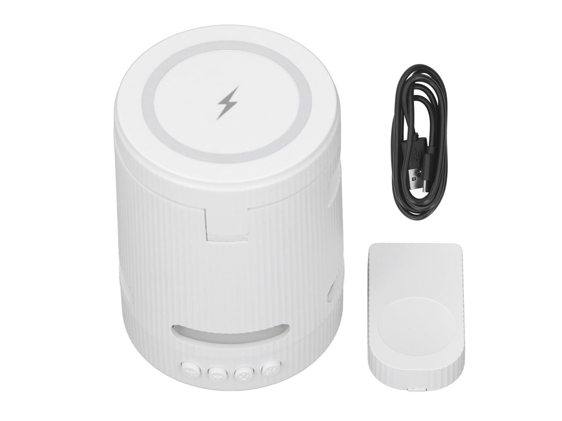 Estación De Carga Inalámbrica 4 En 1 Con Altavoz Bluetooth Magnético Rgb Para Teléfonos Móviles, Relojes Y Auriculares.