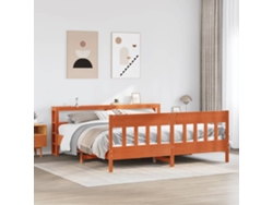 Cama Sin Colchón Madera Maciza De Pino Marrón Cera 180x200 Cm