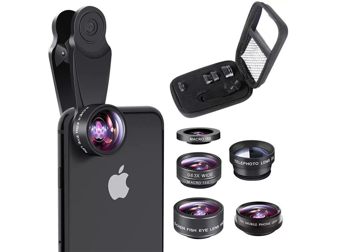 Kit de lentes para cámara de teléfono móvil 5 en 1, filtro polarizador CPL macro gran angular 0,63x 15x para iPhone/Samsung, etc. Chui
