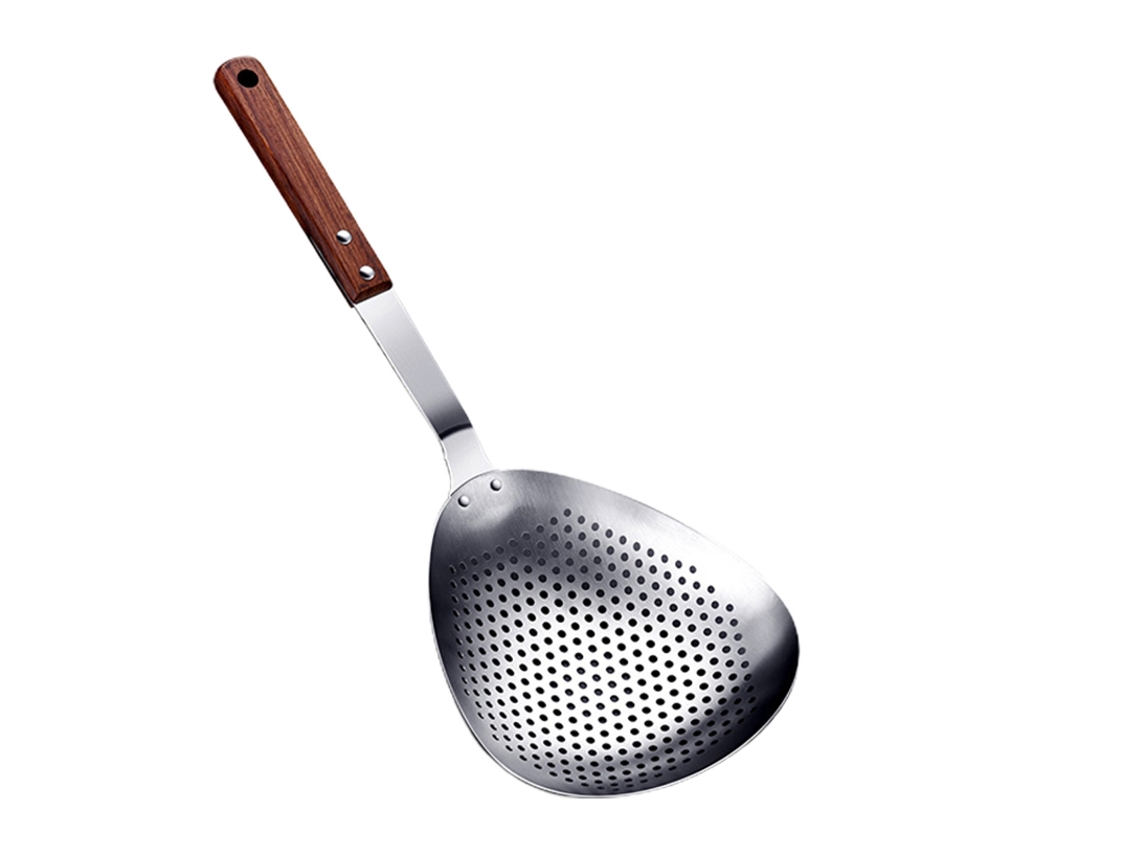 Cuchara coladora con mango largo, acero inoxidable con aislamiento térmico, agarre cómodo, cucharón colador grande, accesorios de cocina-1#