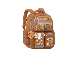 Mochila escolar con diseño de capibara de dibujos animados, ligera y práctica, de gran capacidad para estudiantes de primaria 01
