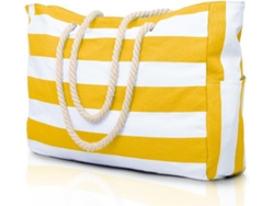 Bolsa de playa grande impermeable de rayas amarillas y blancas, modelo Tommy01.