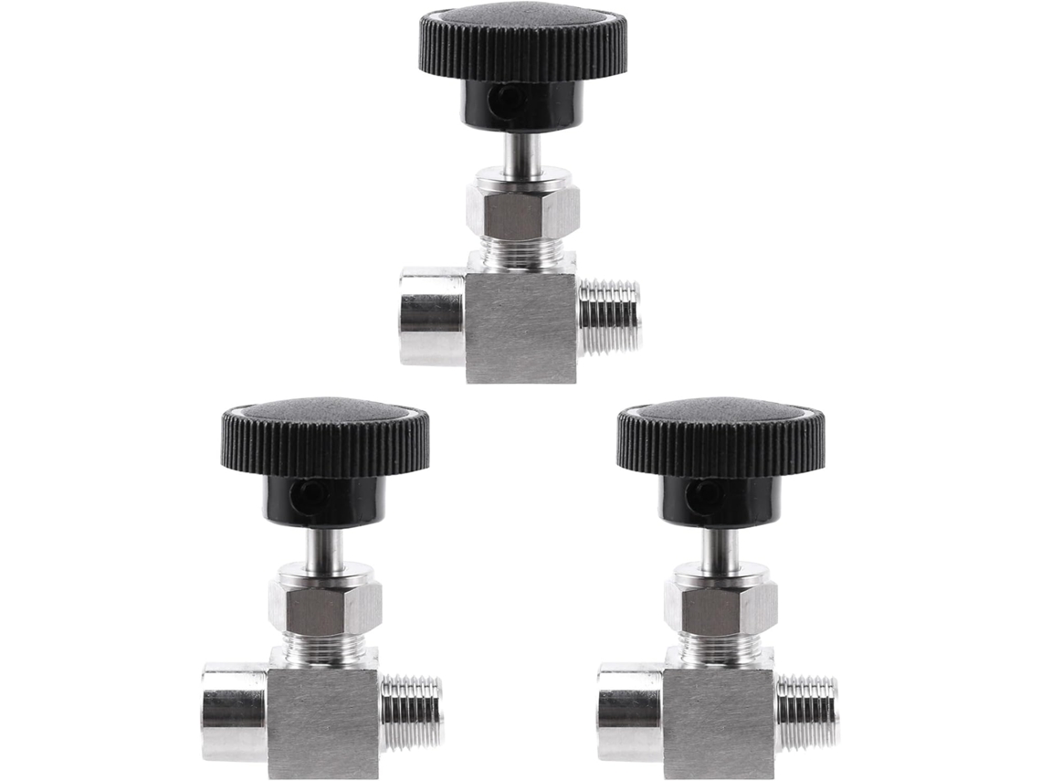 Válvula De Aguja Ajustable 3x Con Rosca Macho De 1/4 De Pulgada, Acero Inoxidable 304, Control De Flujo Y Tope.