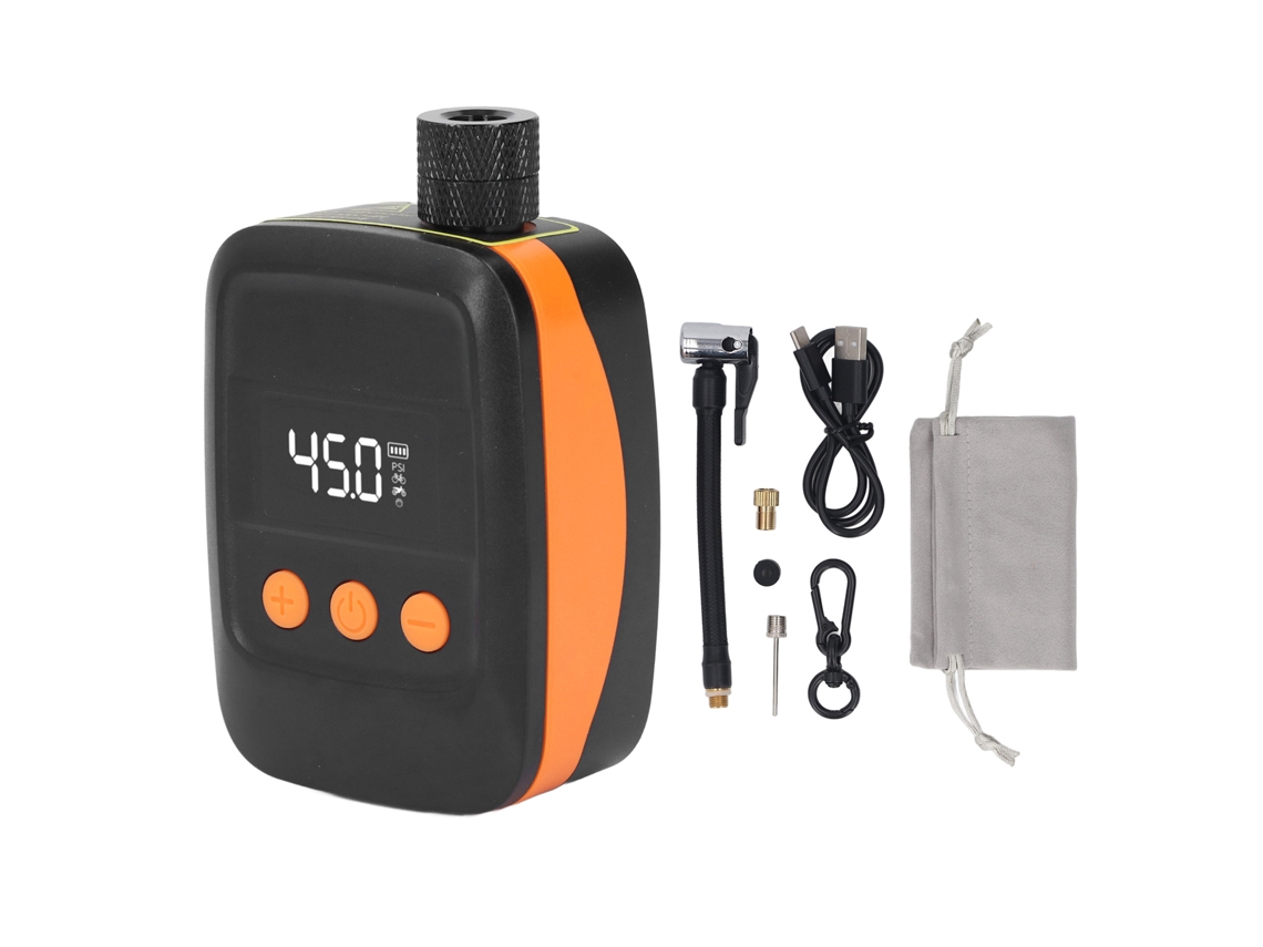 Bomba De Ar Eléctrica Portátil 150psi Para Moto Com Manômetro Digital E Parada Automática Laranja
