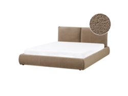 Cama Doble Beliani Vinay Con Bouclé Crema 176x233x90