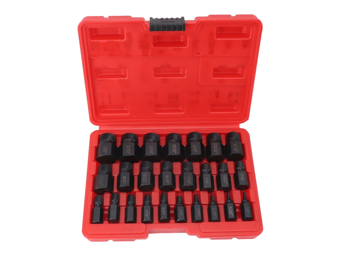 Juego De 25 Extractores De Tornillos Con Mango Hexagonal Para Tornillos Rotos, Dañados O Desgastados - Negro Imperial