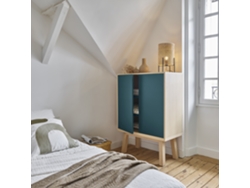 Armario MON PETIT MEUBLE FRANÇAIS con 2 Puertas (Azul Gris Lehon - Madera - 90 x 125 x 46 cm)