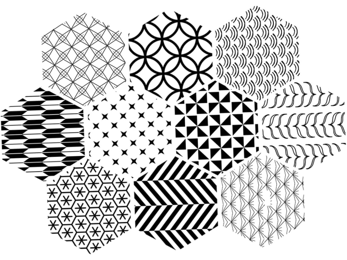 10 Pegatinas Hexagonales Antideslizantes, Superficie Lisa, Sin Rebabas, Pvc, Paquete De