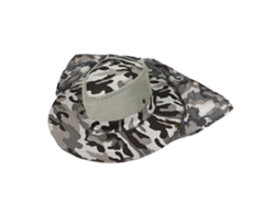Gorra de pesca estilo cubo Danu26 con protección solar, estampado de camuflaje, color blanco y canela.