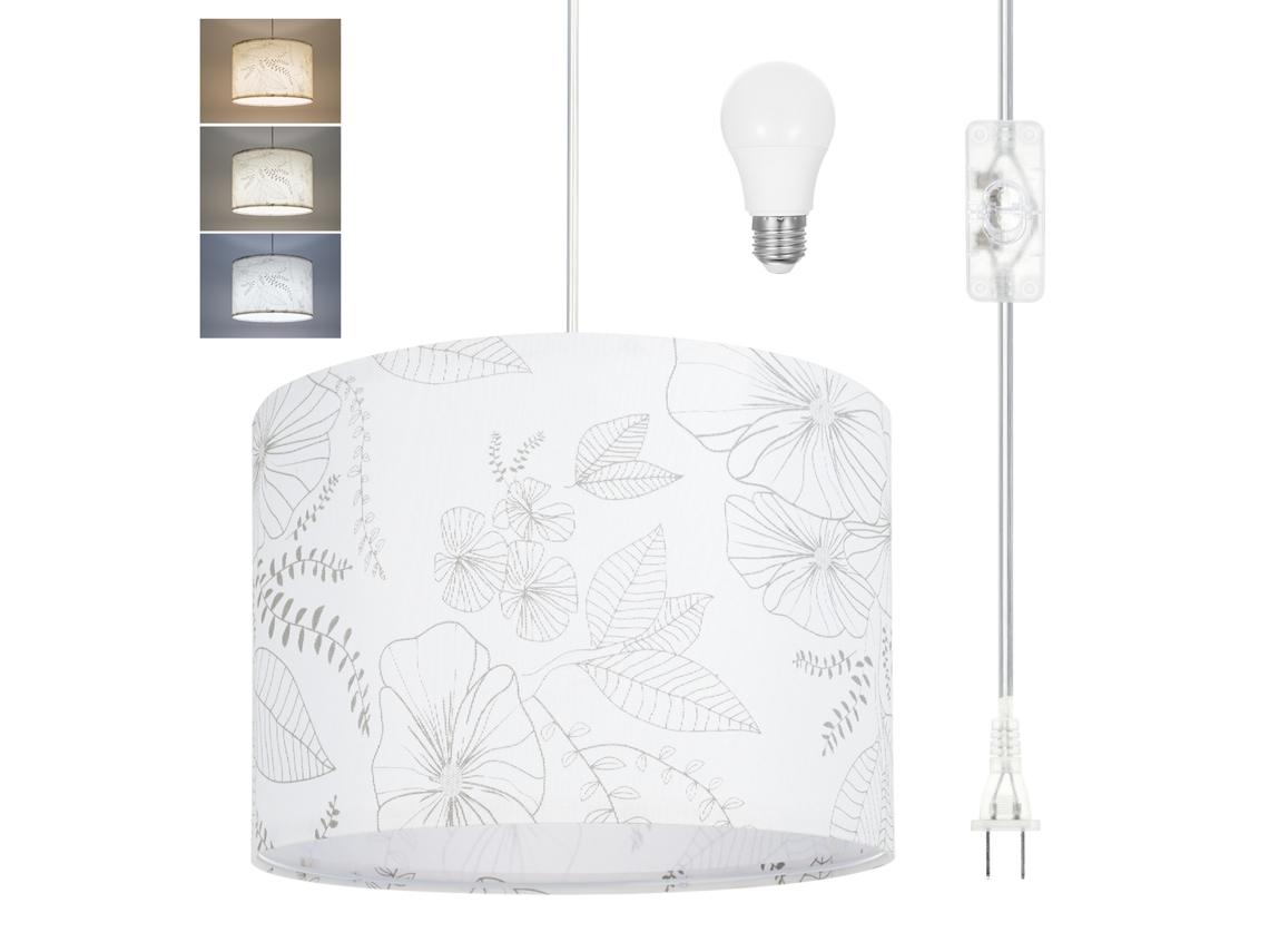 2026-lámpara Colgante De Tela Floral Con Bombilla Led 3 Temperaturas, Cable Transparente 15ft Para Hogar Y Comercio