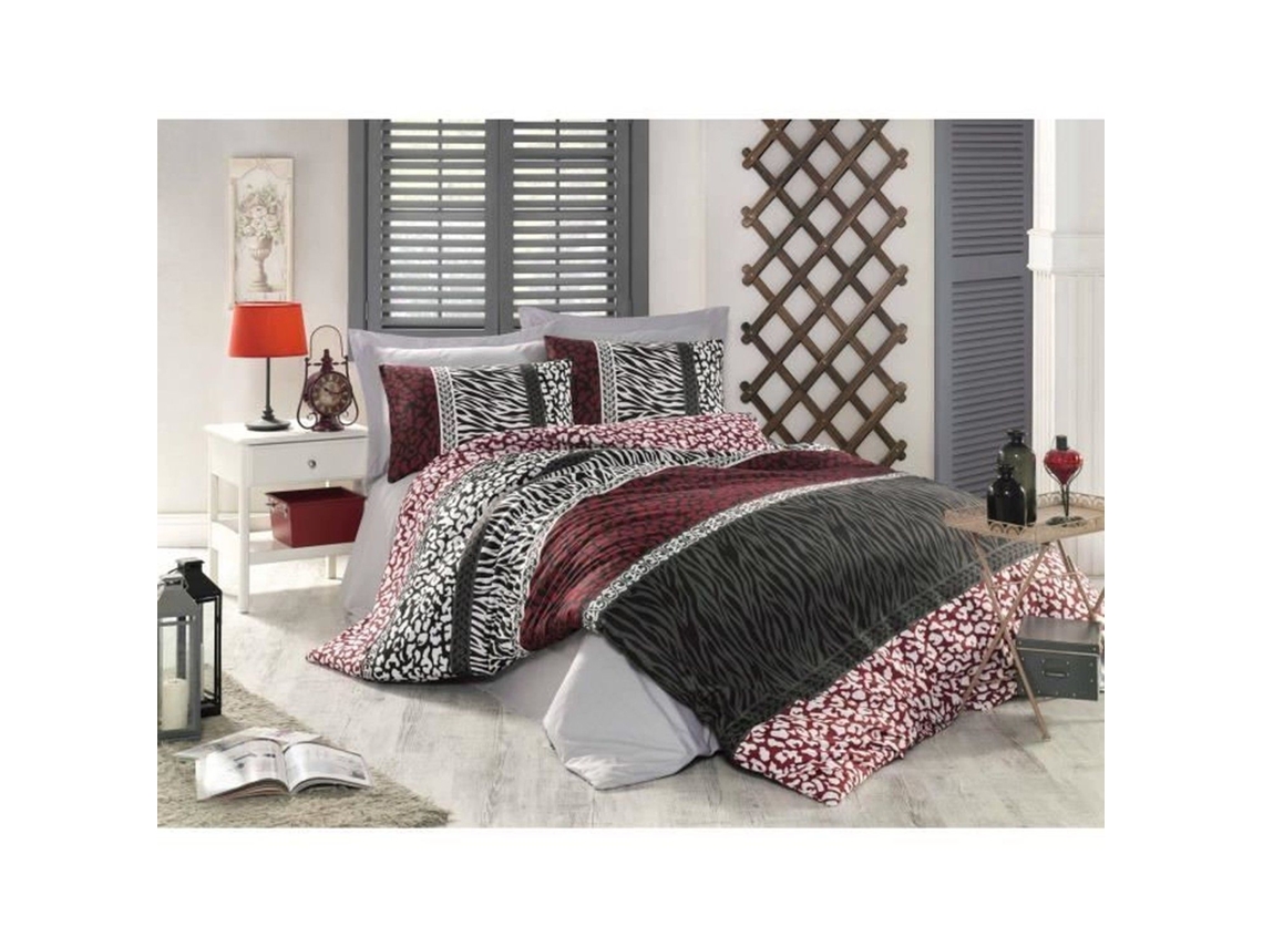 Juego De Cama - Funda Nórdica 220 X 240 + 2 Fundas De Almohada 60 X 60 De Algodón Reforzado - Rojo
