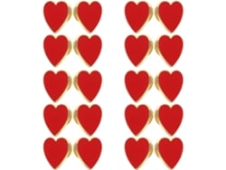 Conjunto De 20 Broches De Corazón De Plástico Rojo Y Dorado Para Mujer, Elegantes Accesorios Decorativos.
