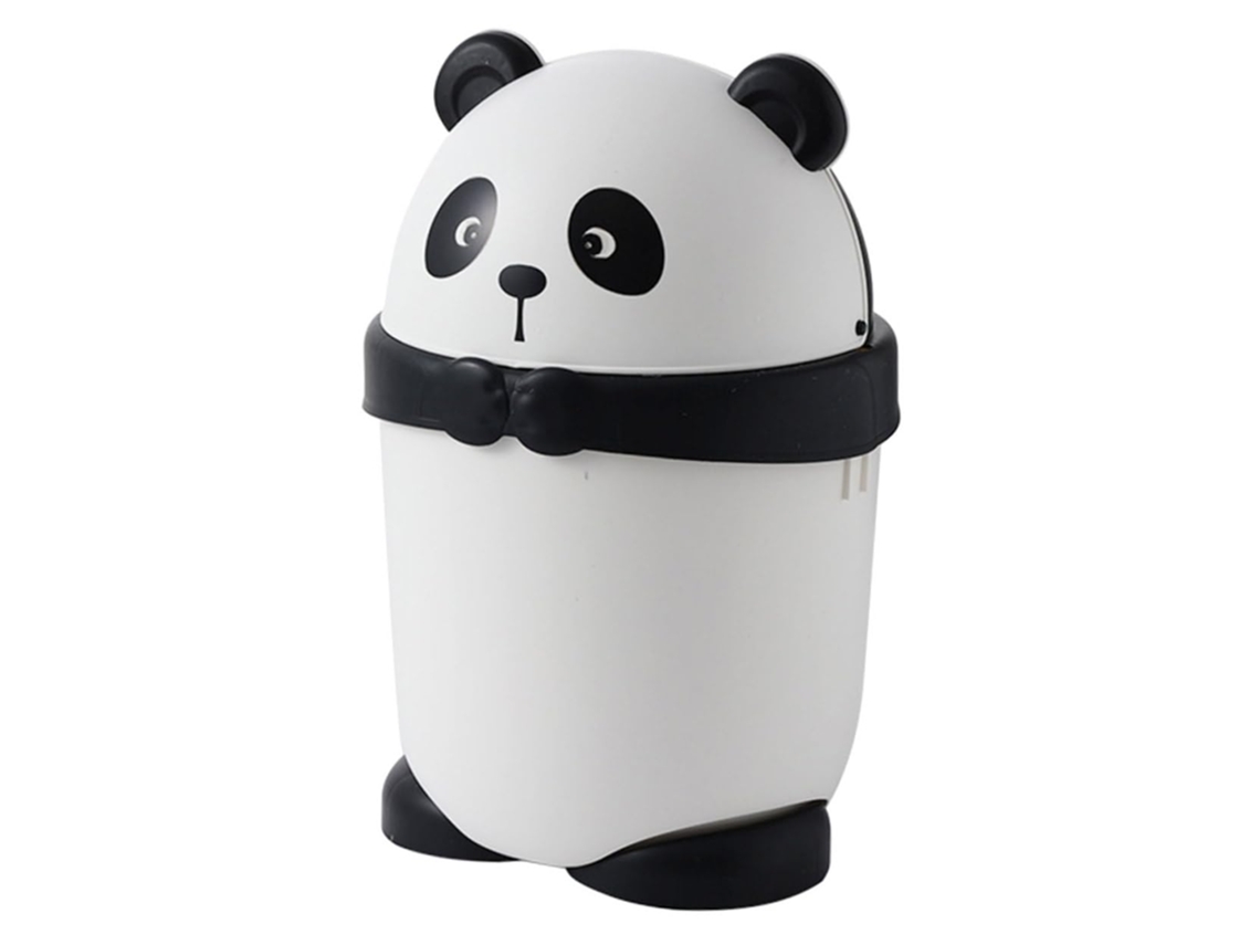 Papelera Pequeña Con Diseño De Panda De Dibujos Animados Y Tapa De Plástico Resistente Para Habitaciones De Niños Y Niñas.