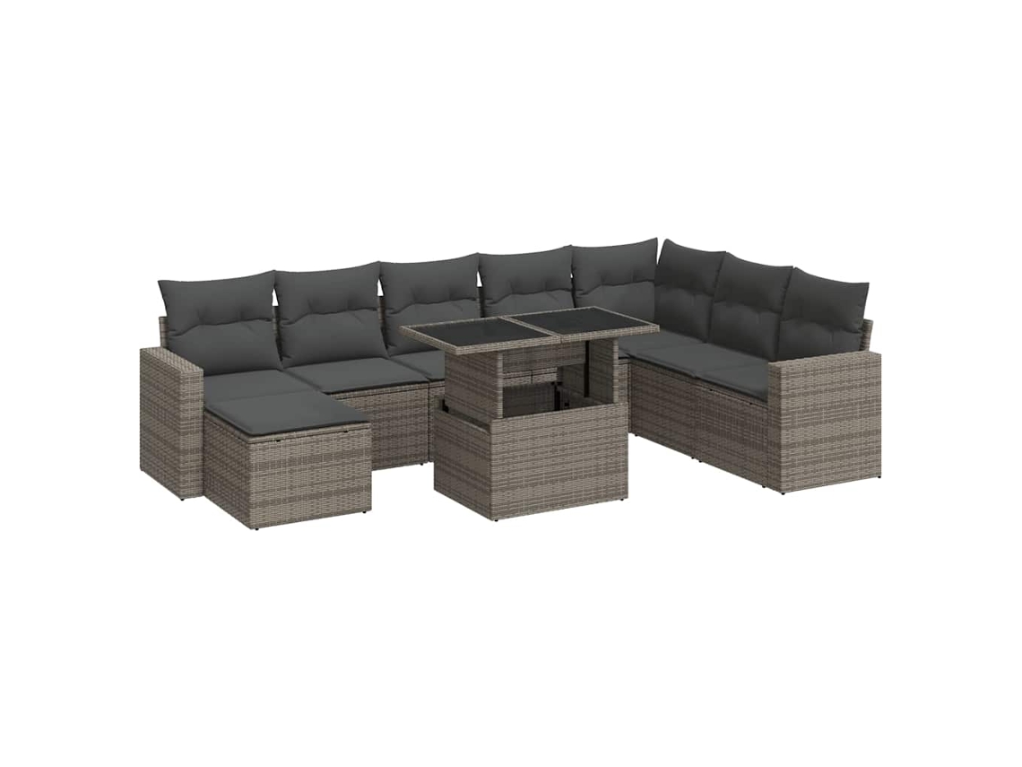 Maison Exclusive - Set De Sofás De Jardín Con Cojines 9 Pzas Ratán Sintético Gris