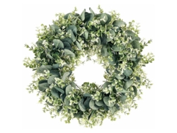 Corona De Eucalipto Artificial Para Puerta Principal, 40 Cm (16 Pulgadas), Primavera, Verano, Pared